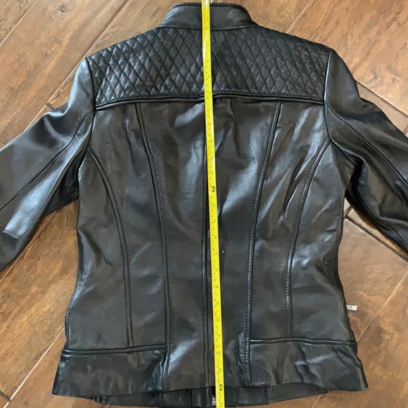 Anne Klein NWT black leather motto jacket size Medium - Picture 9 of 14